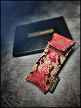 Cranberry Dragon Silk/Blk Gold Dragon Scale Pouch