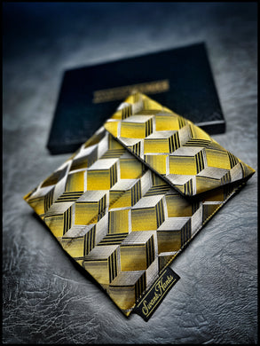 Gold Geo Silk/ Basketweave Silk Double Pouch