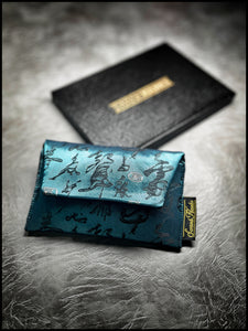 Teal Calligraphy Satin Silk Pouch (new spec)