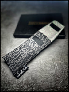 Matte Textured Black Bark/Joker Silk Paisley Single Slot Pouch