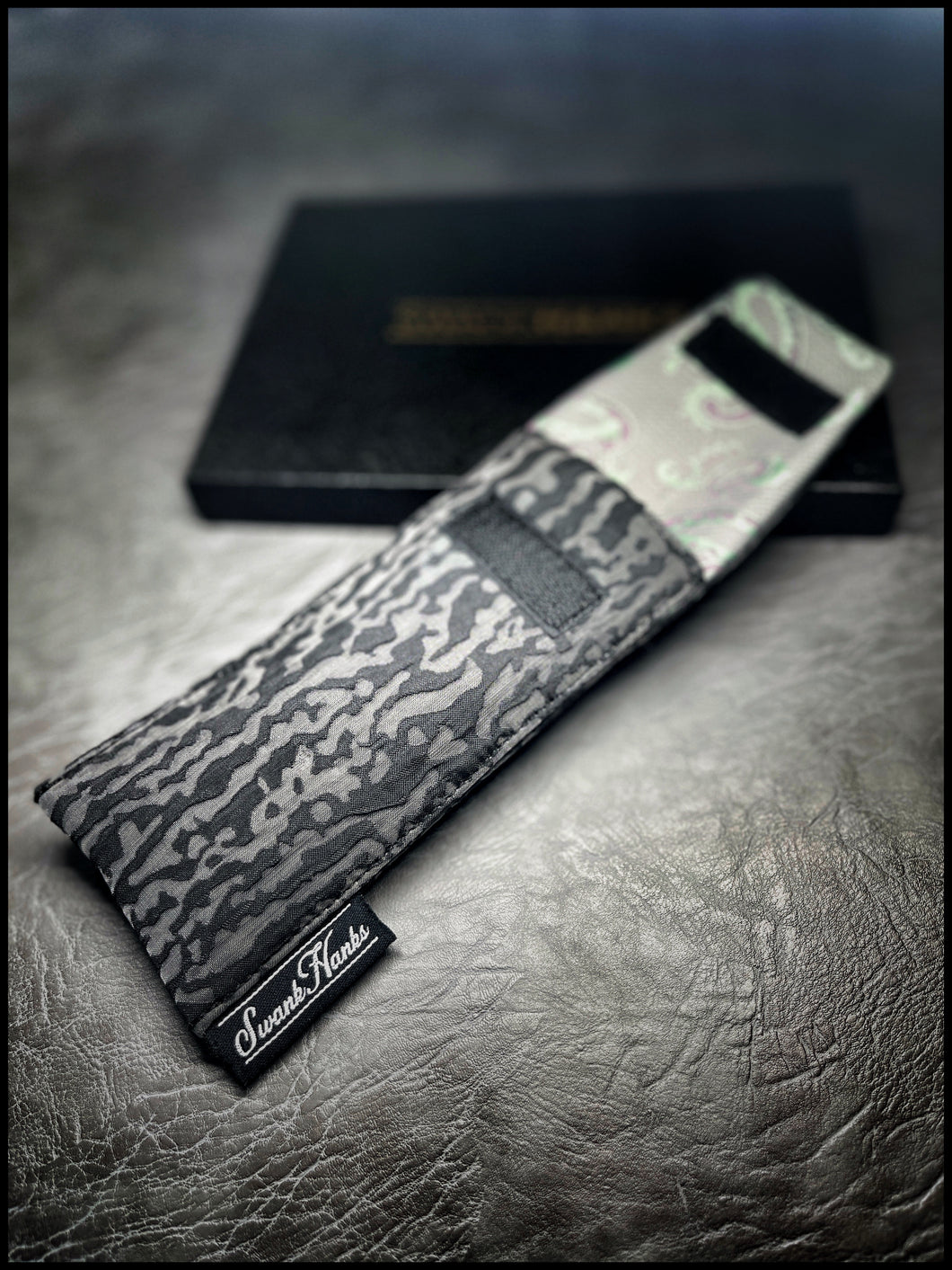 Matte Textured Black Bark/Joker Silk Paisley Single Slot Pouch