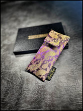 Purp/Gold Color Shifter Silk Paisley Single Pouch (Satin silver interior)