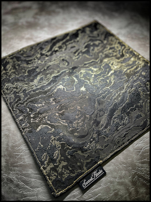 Black/Gold Metallic Marble Silk Brocade