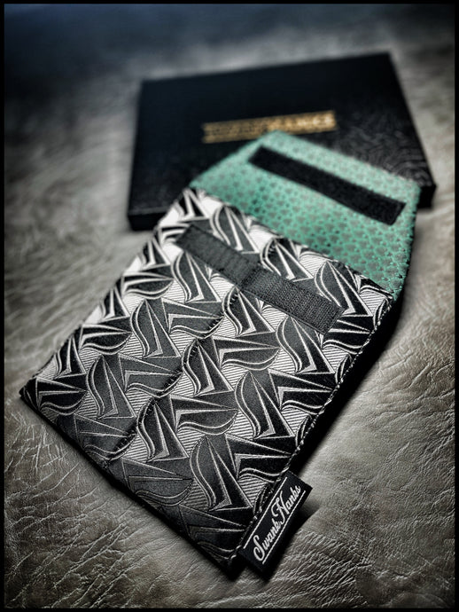 Sharkskin Silk/Emerald Silk Double Pouch