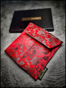 One-Off Double-Slot Red Dragon Silk Pouch