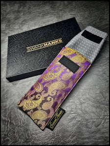 Purp/Gold Color Shifter Silk Paisley Single Pouch (Satin silver interior)